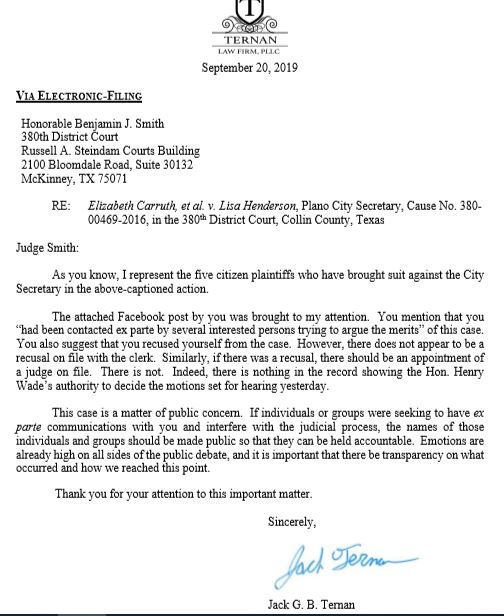 Plaintiffs Letter to Court