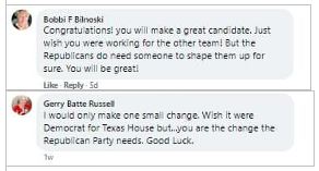 Democrats on Facebook recognize that she is not a Conservative as she claims to 